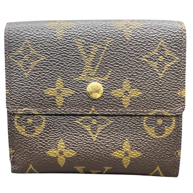 LOUIS VUITTON 展示品級 ルイヴィトン ポルトフォイユ エリーズ モノグラム Wホック財布 M61654 PVC レザー SP4009 ブラウン コンパクトウォレット ミニ財布 三つ折り 美品 ヴィトン LV SAランク 中古 鑑定済 ヴィトン財布