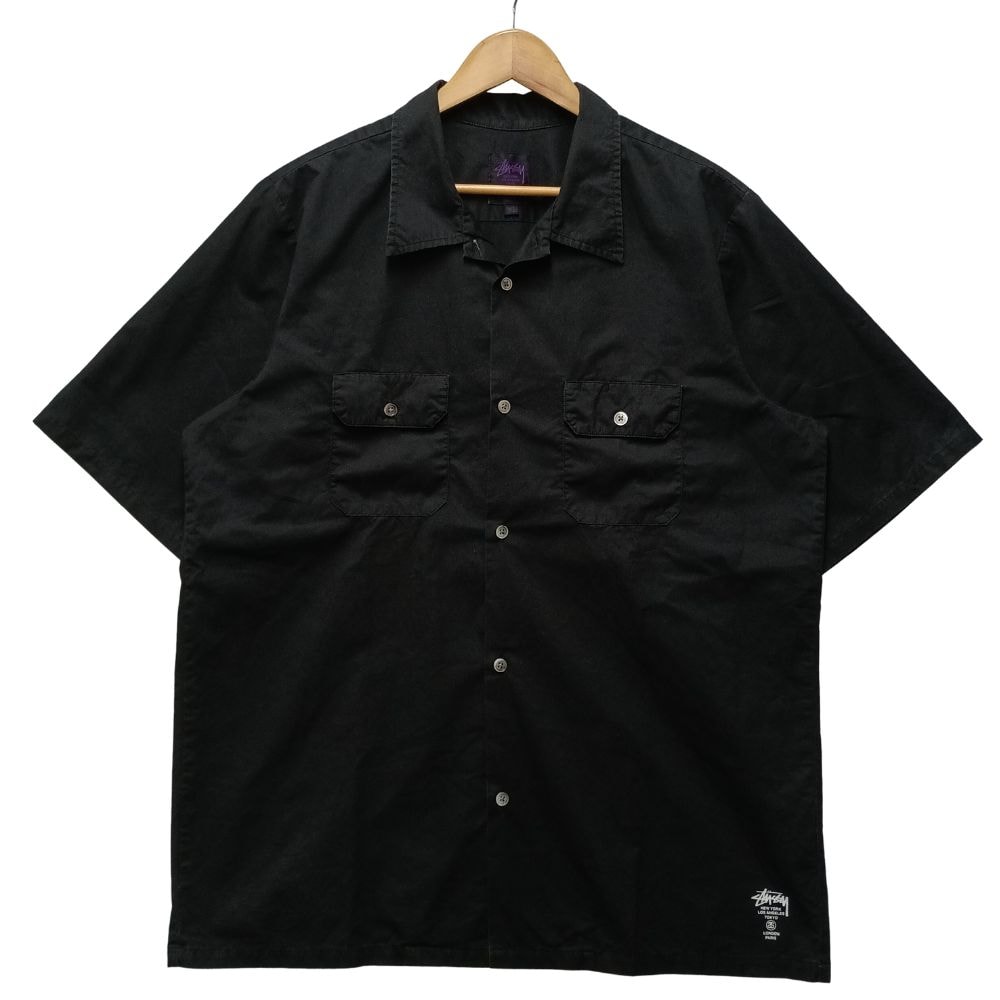 STUSSY ステューシー コットン 半袖シャツ コットン ブラック サイズ XL 正規品 / 56347