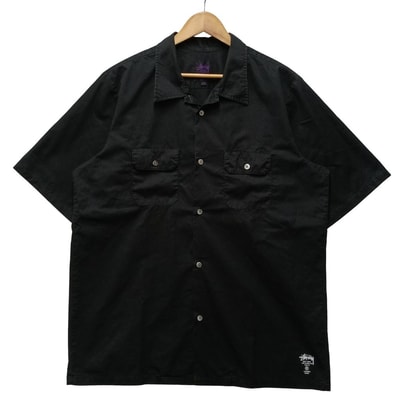 STUSSY ステューシー コットン 半袖シャツ コットン ブラック サイズ XL 正規品 / 56347