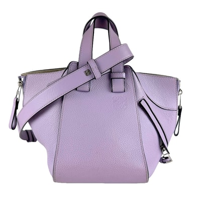 ロエベ LOEWE ハンドバッグ ショルダーバッグ ハンモック コンパクト レザー ライトパープル シルバー レディース【中古】 z9429