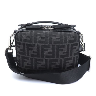 FENDI フェンディ ミニ トラベル ズッカ ショルダーバッグ ブラック 7VA552 ユニセックス【中古】【美品】