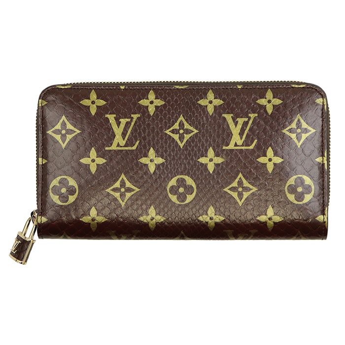 【未使用】LOUIS VUITTON ルイ・ヴィトン 長財布 メンズ レディース ユニセックス ジッピーウォレット パイソン LV モノグラム パドロックモチーフチャーム エキゾチックレザー ロングウォレット 革財布 小物 箱・袋付属 ブラウン 茶色 仏製