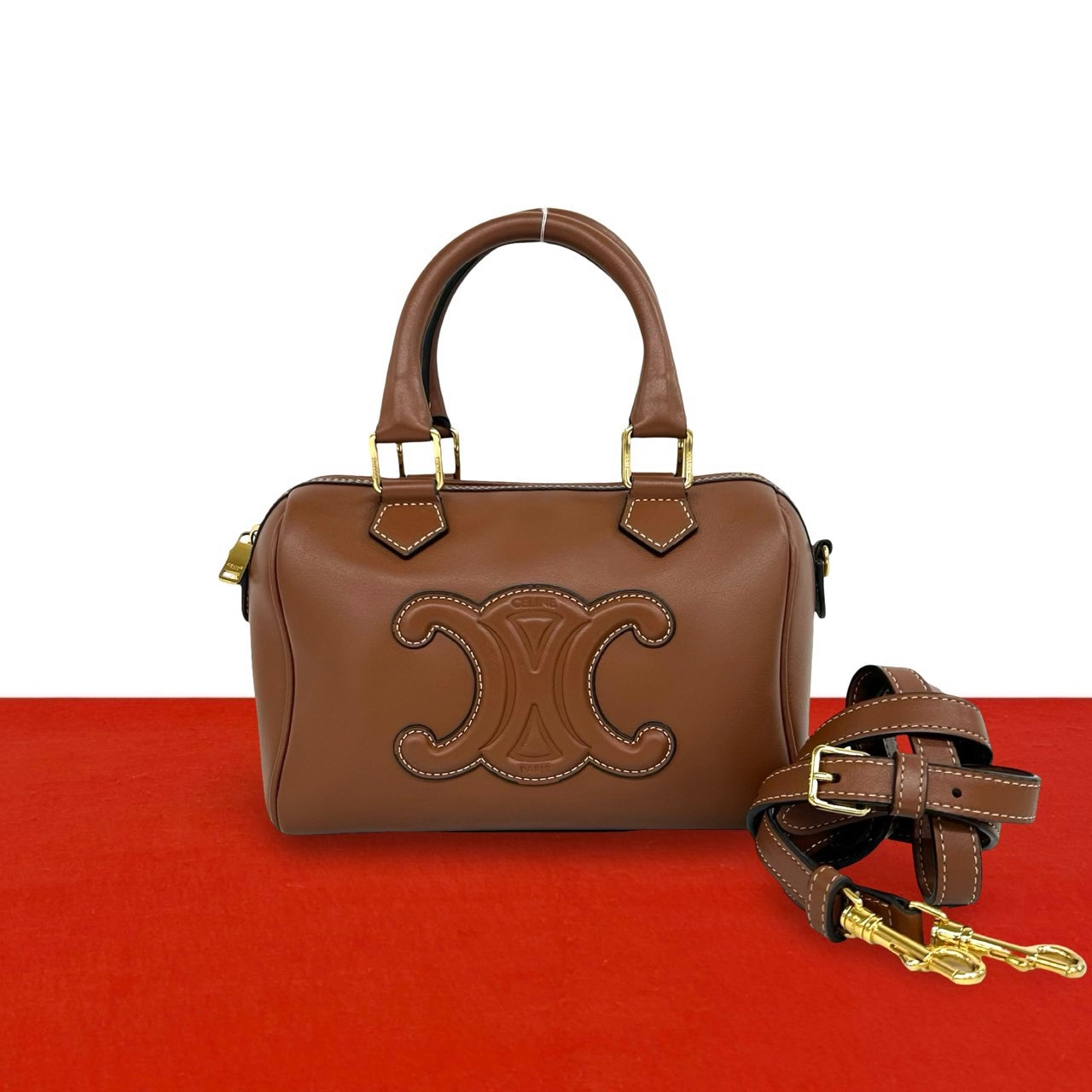 CELINE セリーヌ キュイル トリオンフ レザー ショルダーバッグ ブラウン
 44160