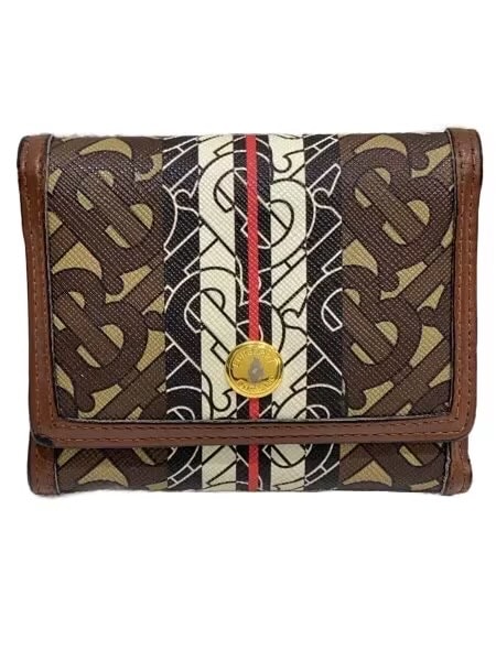 Burberry Monogram Stripe E-canvas Folding Wallet "Bridle Brown"