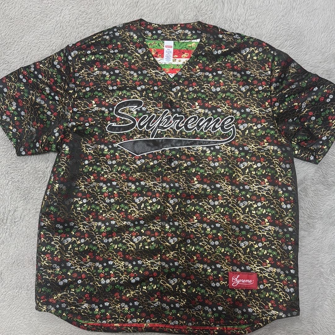 Supreme Floral Jacquard Baseball Jersey "Black"