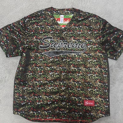Supreme Floral Jacquard Baseball Jersey "Black"