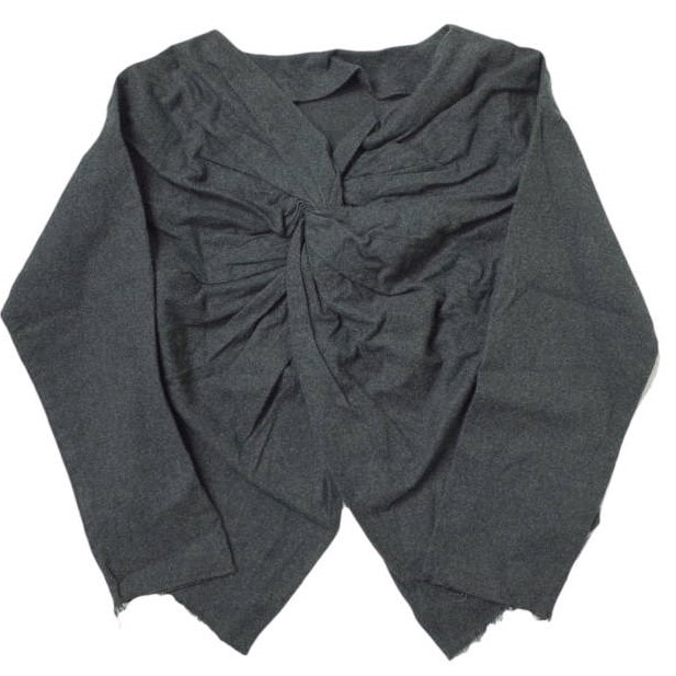 RBS Ray BEAMS アールビーエス レイビームス 日本製 バックツイストプルオーバー 63-11-0162-747 ONE SIZE チャコールグレー コットンサージ カットオフ シャギー カットソー ブラウス トップス g10964