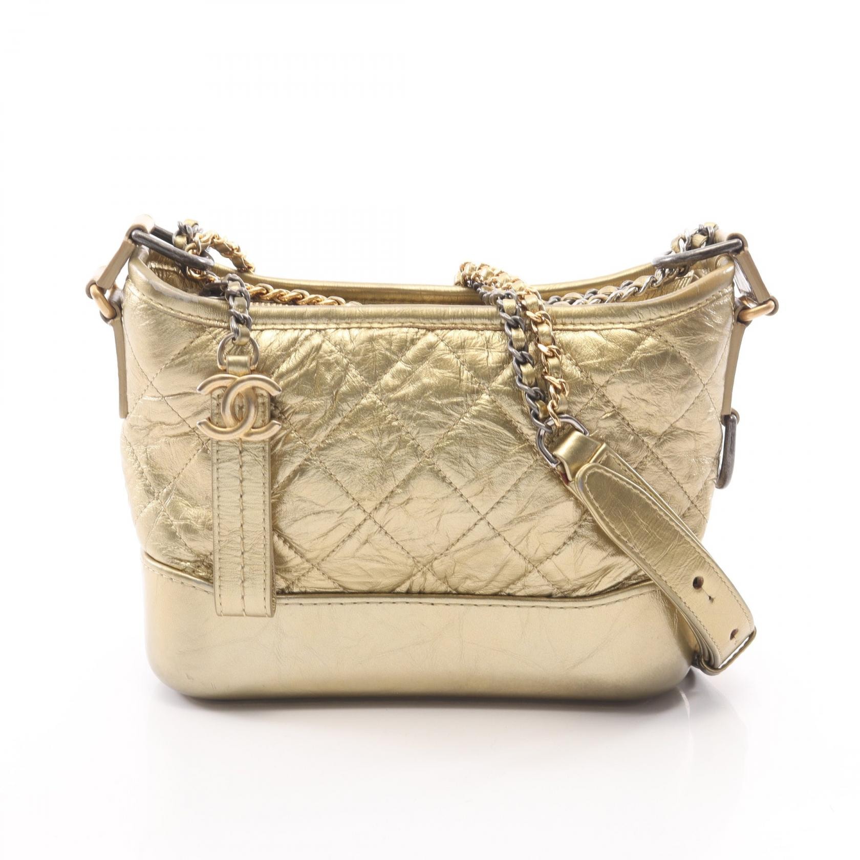 シャネル CHANEL ガブリエル ドゥ シャネル スモール ホーボー ショルダーバッグ バッグ レザー レディース ゴールド系 A91810 【中古】