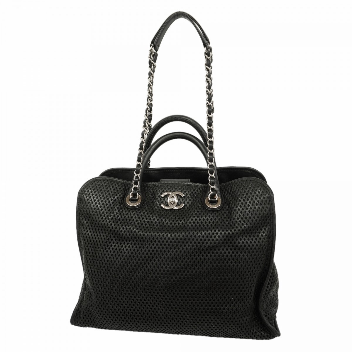 【6cd5050-k】シャネル ハンドバッグ チェーンショルダー フレンチリビエラ レザー ブラック シルバー金具 2wayバッグ【中古】レディース