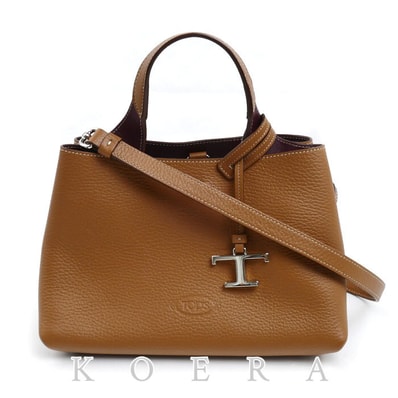 TOD’S トッズ Tタイムレス マイクロ ハンドバッグ ブラウン XBWAPAEL000QRI9P13 レディース【中古】【美品】