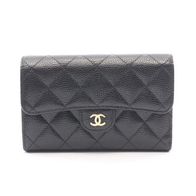 シャネル CHANEL マトラッセ 三つ折り財布 財布 キャビアスキン(グレインドカーフ) レディース ブラック系 AP0232 【中古】