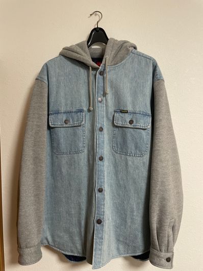 Supreme Fleece Hooded Denim Shirt "Blue"