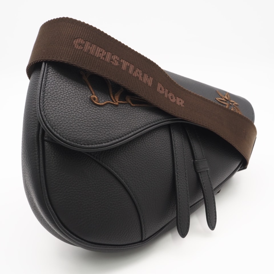 美品 Christian Dior クリスチャンディオール レザー CACTUS JACK DIOR サドルバッグ 1ADPO093SOT ボディバッグ ブラック レザー レディース