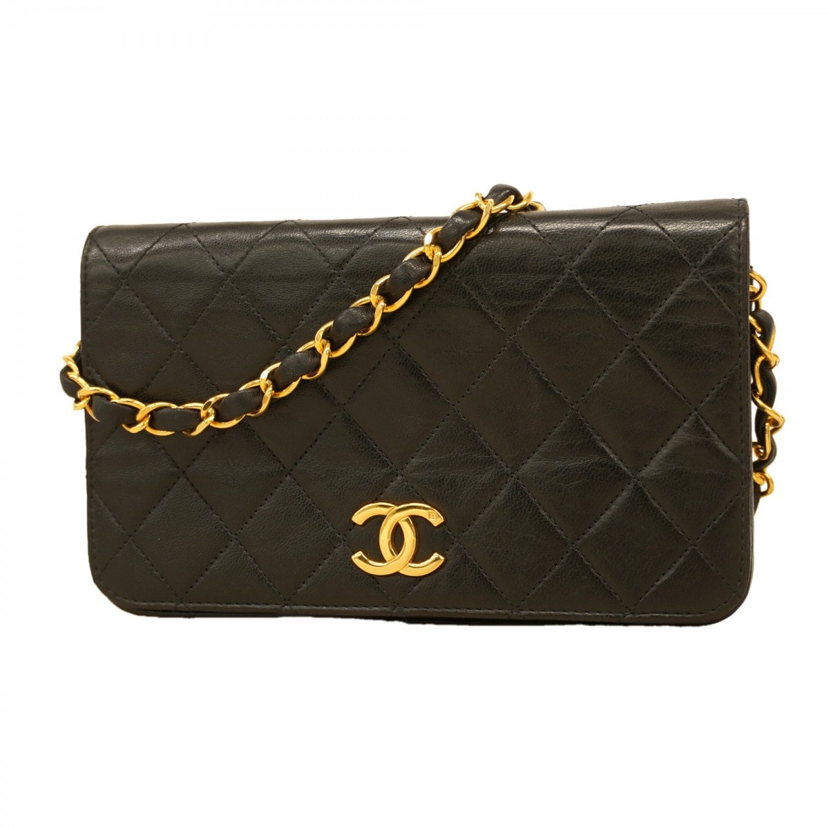 ★最終価格★SALE【6cd5130-k】シャネル ショルダーバッグ マトラッセ チェーンショルダー ラムスキン ブラック ゴールド金具【中古】レディース