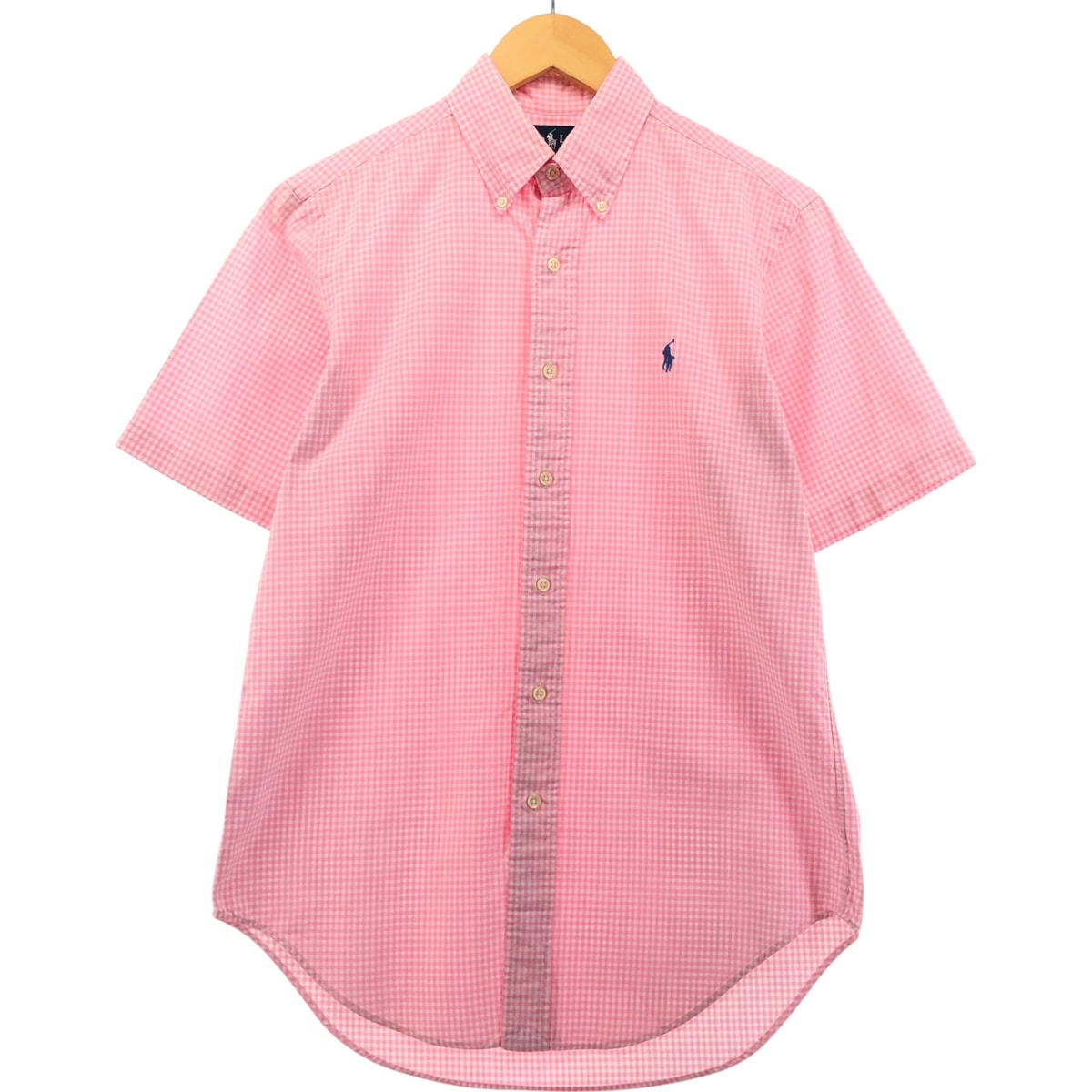 古着 ラルフローレン Ralph Lauren CLASSIC FIT クラシックフィット ギンガムチェック 半袖 ボタンダウンシャツ メンズS相当/eaa553965
