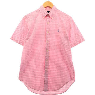 古着 ラルフローレン Ralph Lauren CLASSIC FIT クラシックフィット ギンガムチェック 半袖 ボタンダウンシャツ メンズS相当/eaa553965