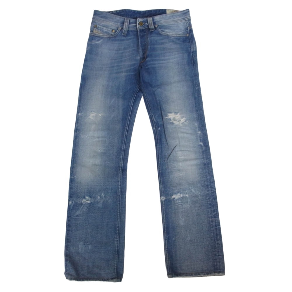 DIESEL ディーゼル デニムパンツ VIKER バイカー ダメージ加工 ボタンフライ デニムパンツ ジーンズ インディゴブルー系 W27【中古】
