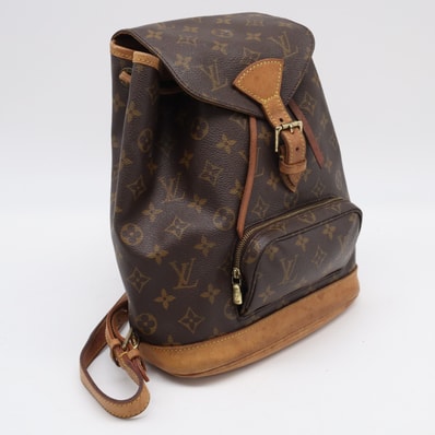 LOUIS VUITTON ルイ・ヴィトン モノグラム モンスリMM M51136 リュック・デイパック ブラウン コーティングキャンバス レザー レディース