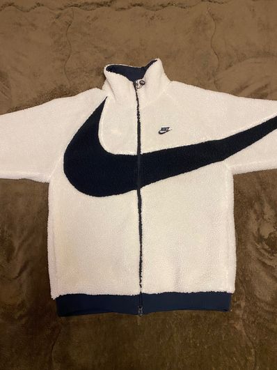 Nike Big Swoosh Reversible Boa Jacket "Sail/Dark Obsidian"