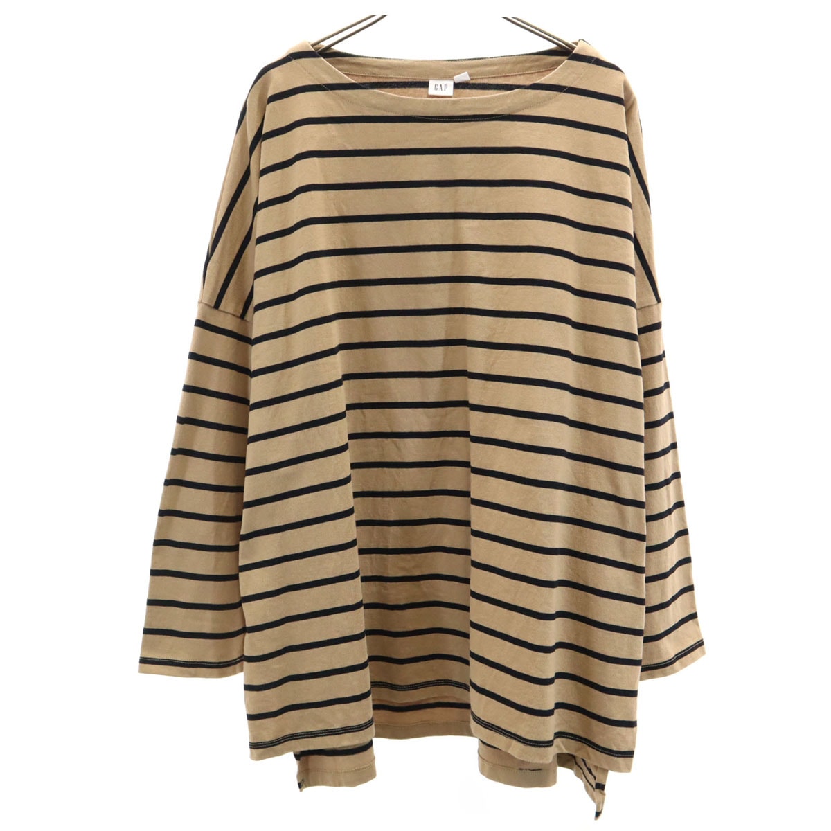 GAP ギャップ ボーダー柄 長袖 ボートネック バスクシャツ L ベージュ