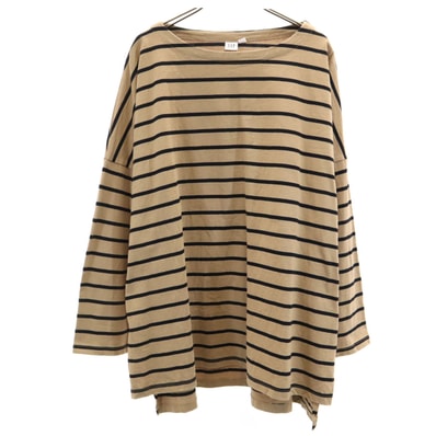 GAP ギャップ ボーダー柄 長袖 ボートネック バスクシャツ L ベージュ