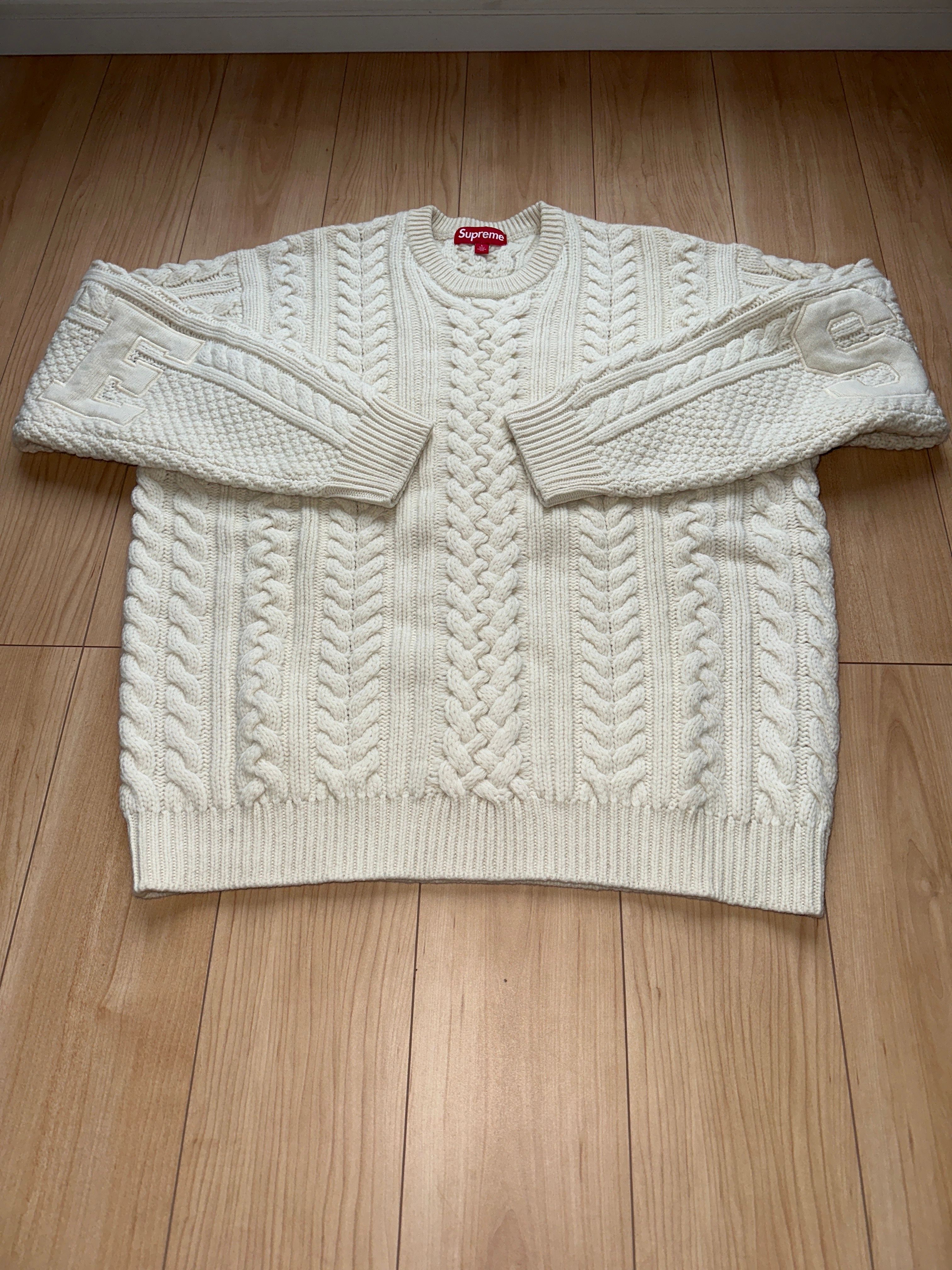 Supreme Applique Cable Knit Sweater "Ivory"