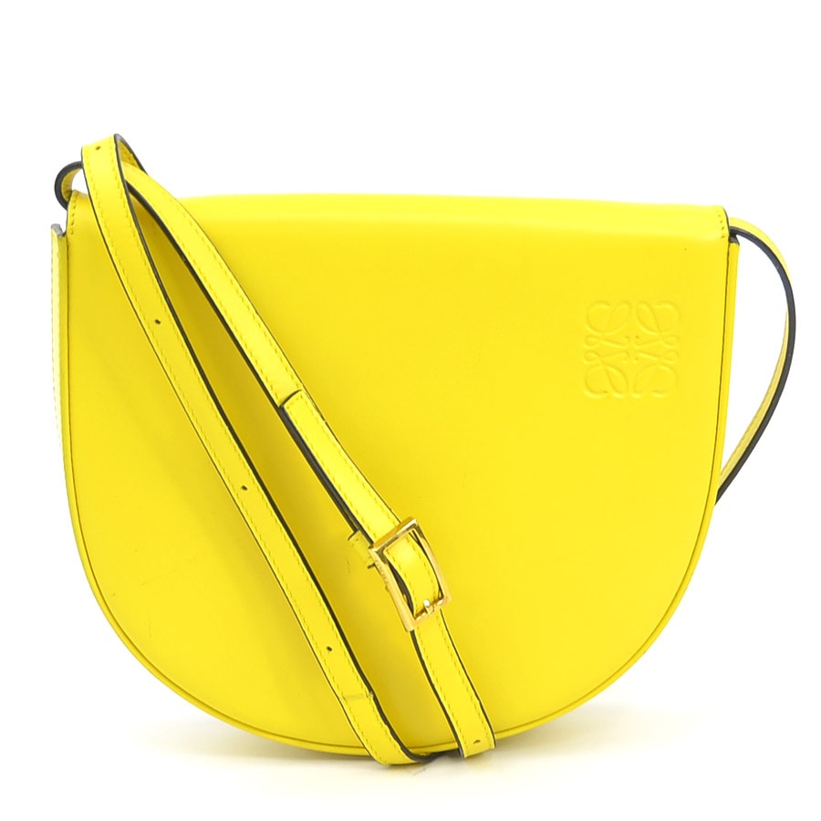 ロエベ LOEWE 斜め掛けショルダーバッグ ヒールポーチ レザー イエロー レディース【中古】 e62363a