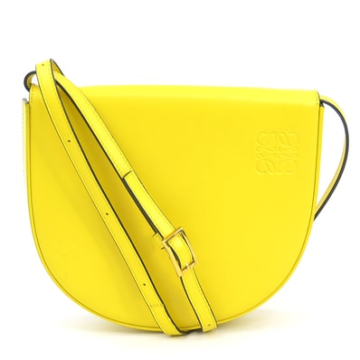 ロエベ LOEWE 斜め掛けショルダーバッグ ヒールポーチ レザー イエロー レディース【中古】 e62363a