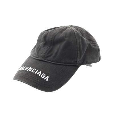 バレンシアガ BALENCIAGA ロゴ刺繍 ベースボール キャップ 帽子 コットン メンズ レディース ブラック系 531588 【中古】