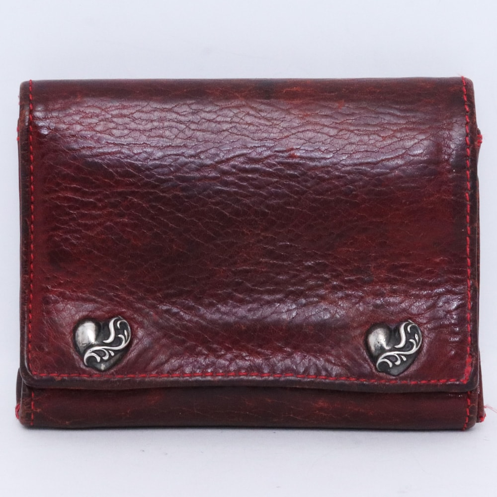 CHROME HEARTS 3フォールド ハートボタン レザー ウォレット