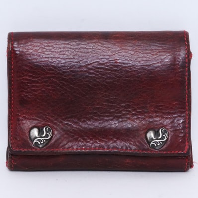 CHROME HEARTS 3フォールド ハートボタン レザー ウォレット