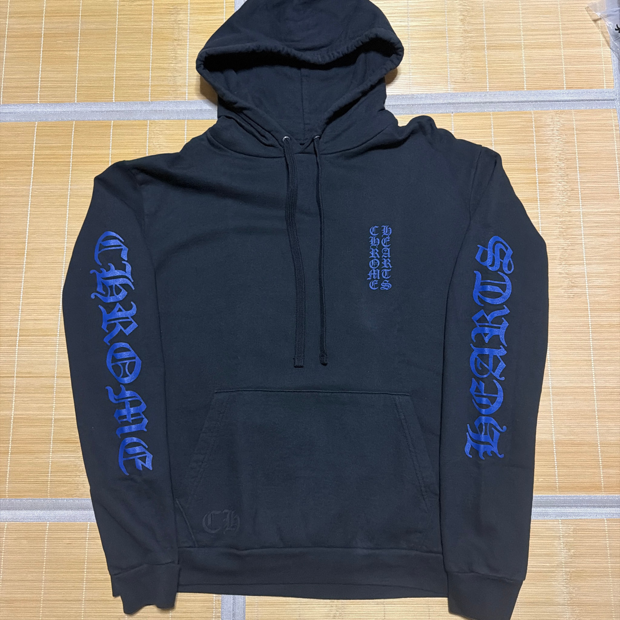Chrome Hearts Vertical Logo Pullover Hoodie "Black/Blue"
