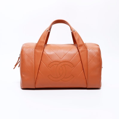 シャネル CHANEL 10番台 ラムスキン Vステッチ ボストンバッグ【中古】