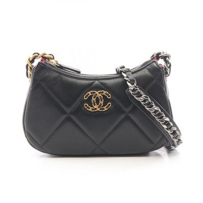 シャネル CHANEL シャネル19 マトラッセ スモール ホーボー コンビ金具 ショルダーバッグ バッグ ラムスキン(羊革) レディース ブラック系 AP3676 【中古】