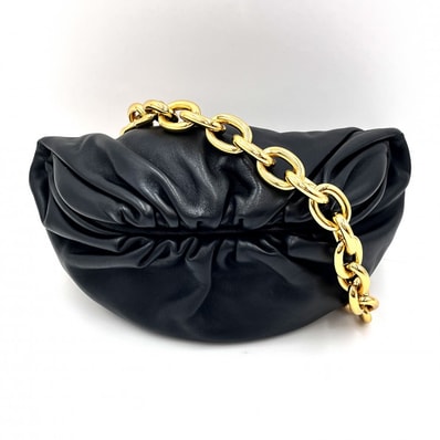BOTTEGA VENETA(ボッテガヴェネタ)ザ・チェーンポーチ ショルダーバッグ ブラック レザー ゴールド金具 レディース 620230【中古】