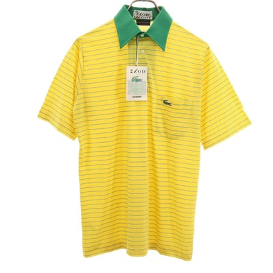 未使用 IZOD LACOSTE アイゾッドラコステ 70s 80s ヴィンテージ デッドストック ボーダー柄 半袖 ポロシャツ S イエロー