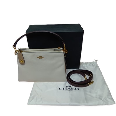 COACH コーチ 2WAYバッグ ダブルジップ ショルダーバッグ カラーブロック C0698 ホワイト 箱・布袋付