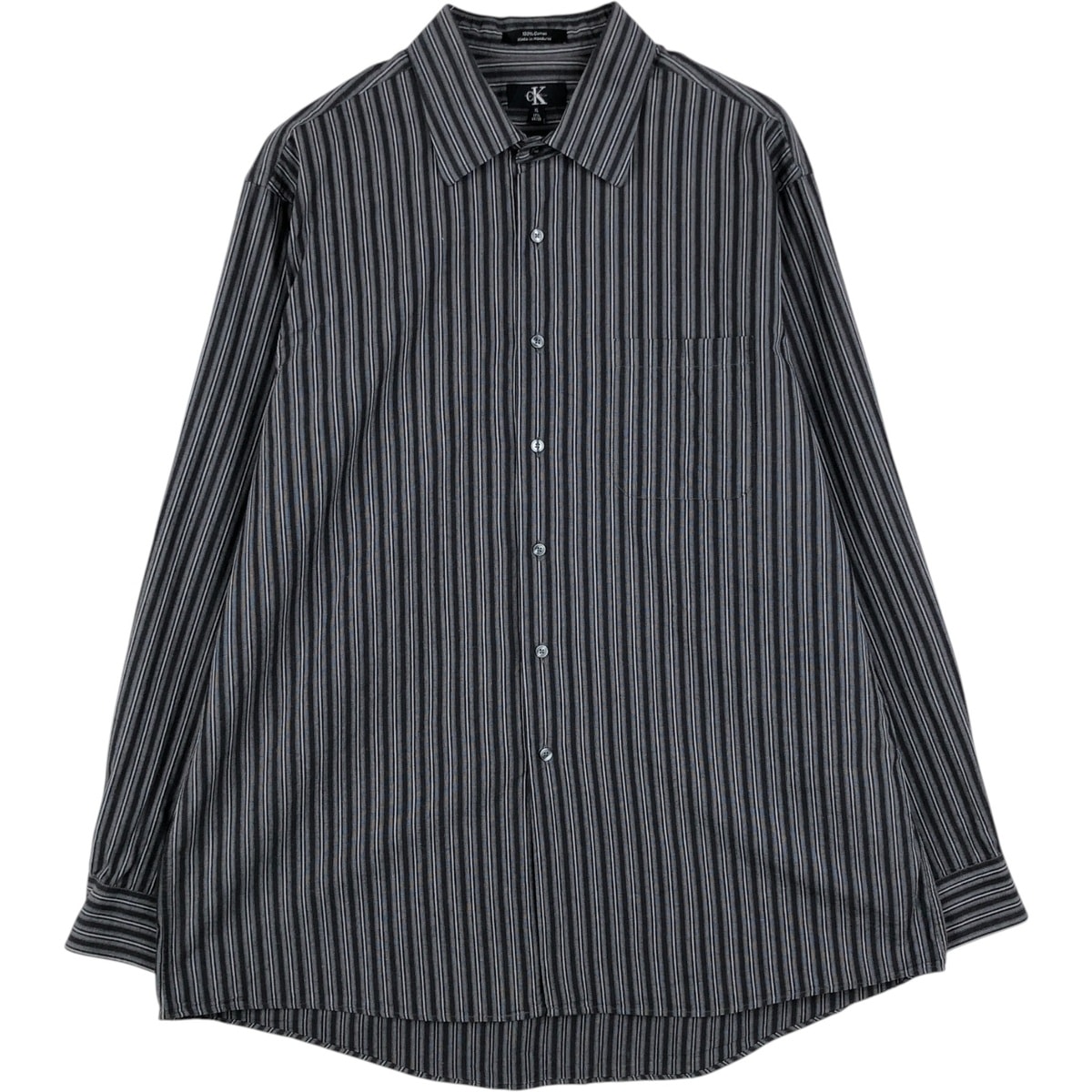 古着 90~00年代 カルバンクライン Calvin klein マルチストライプ 長袖 コットンストライプシャツ メンズXL相当/eaa647667