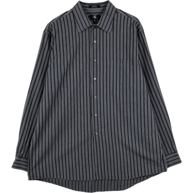 古着 90~00年代 カルバンクライン Calvin klein マルチストライプ 長袖 コットンストライプシャツ メンズXL相当/eaa647667