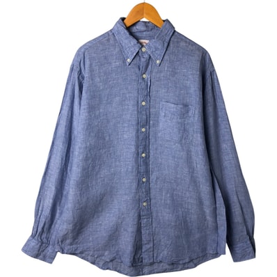古着 ブルックスブラザーズ Brooks Brothers 346 長袖 リネン ボタンダウンシャツ メンズL相当/eaa547533