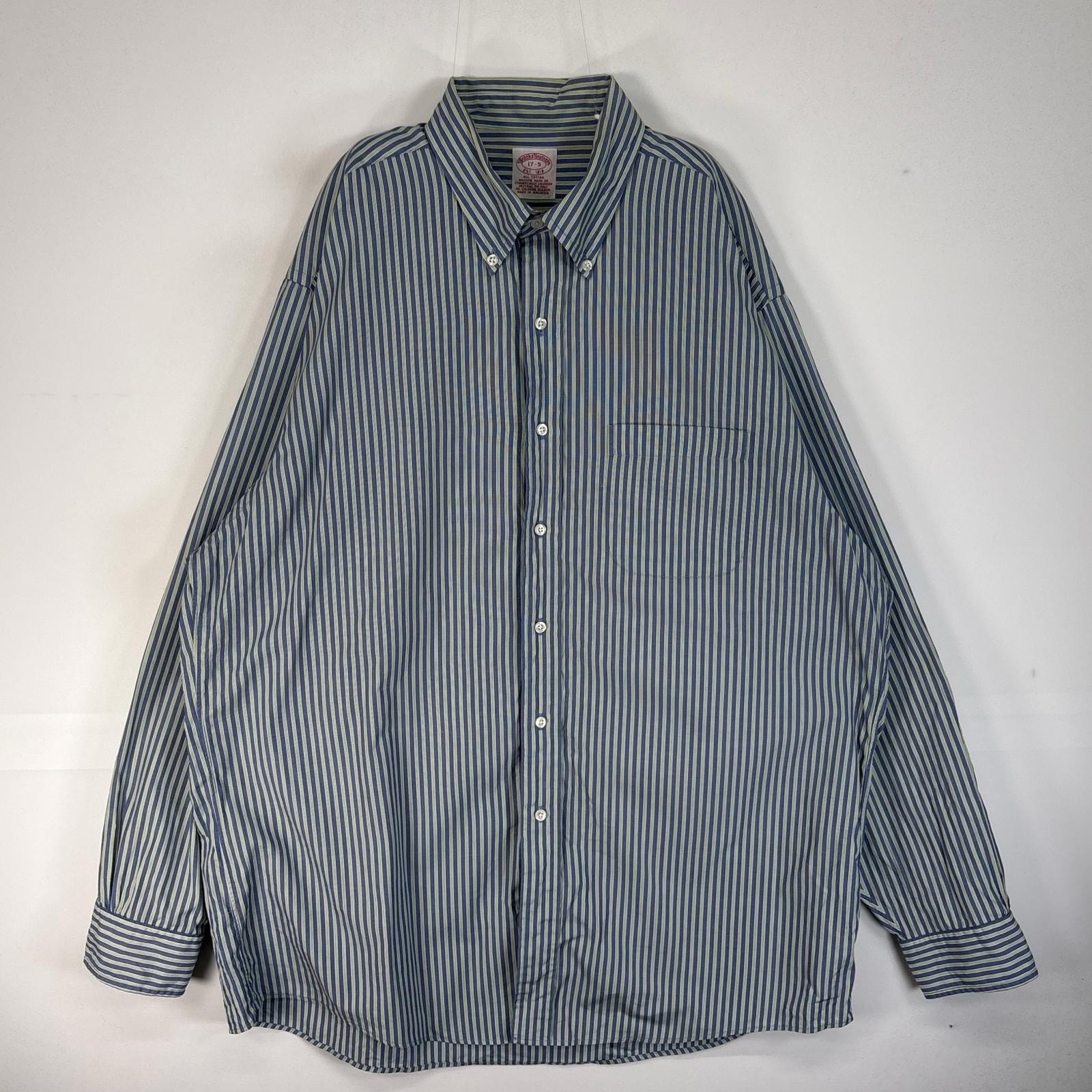 古着 70's~80's/70年代~80年代 ヴィンテージ ブルックスブラザーズ Brooks Brothers 長袖シャツ ストライプ ボタンダウン 胸ポケ XL  ブルー系 マルチカラー メンズ