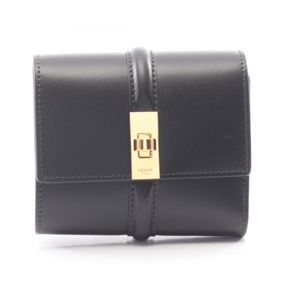 セリーヌ CELINE スモール トリフォールドウォレット 16 セーズ 三つ折り財布 財布 レザー レディース ブラック系 10F523CQ7.04LU 【新品】