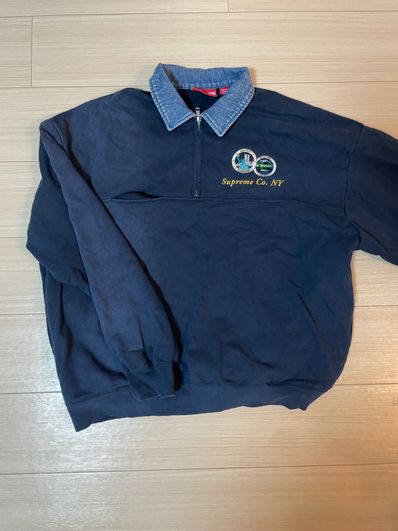 Supreme Denim Collar Half Zip Sweatshirt "Navy"