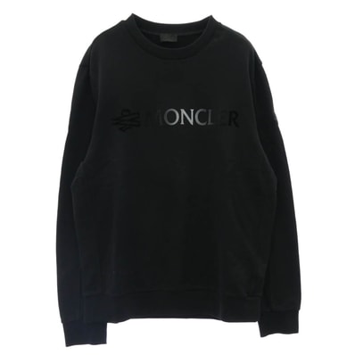 MONCLER モンクレール スウェット 23AW I20918G00016 809KR モンクレールジャパンタグ FELPA GIROCOLLO ラバーワッペン付 グラデーションロゴ スウェット トレーナー ブラック系 L【中古】