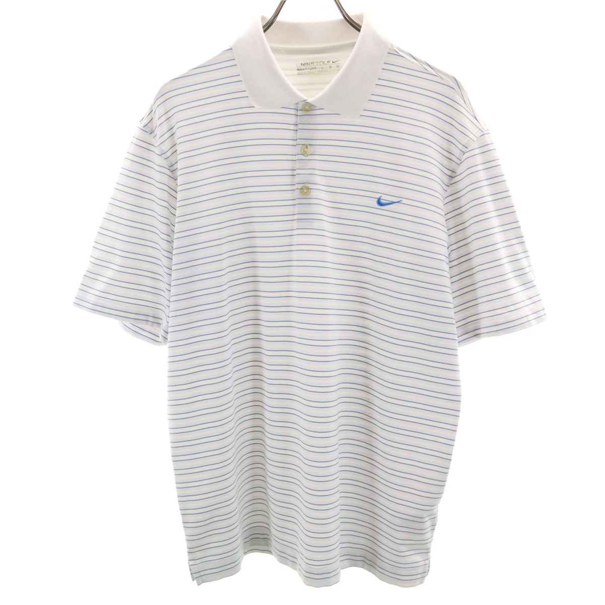 NIKE GOLF ナイキゴルフ ボーダー柄 半袖 ポロシャツ L ホワイト