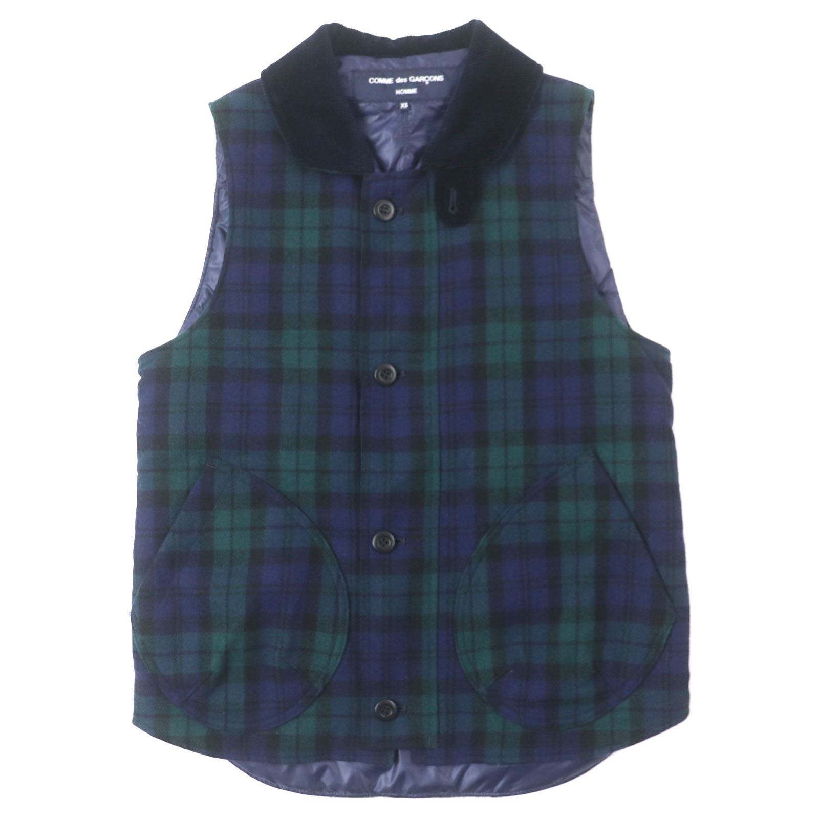 美品 コムデギャルソンオム ベスト グリーン ネイビー メンズ XS