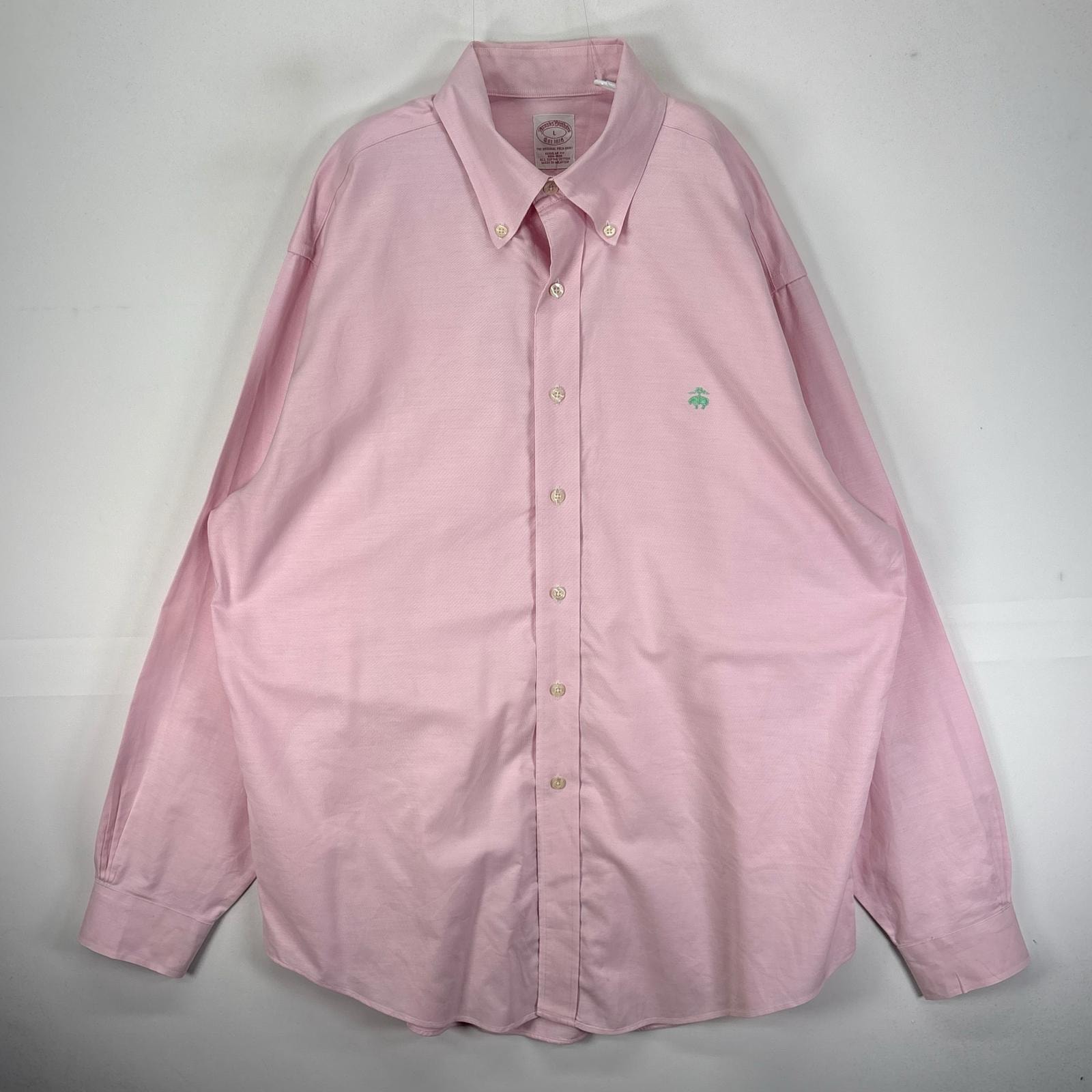 古着 ブルックスブラザーズ Brooks Brothers 長袖シャツ BD ワンポ ロゴ刺繍 1818 L  ピンク系 無地 メンズ