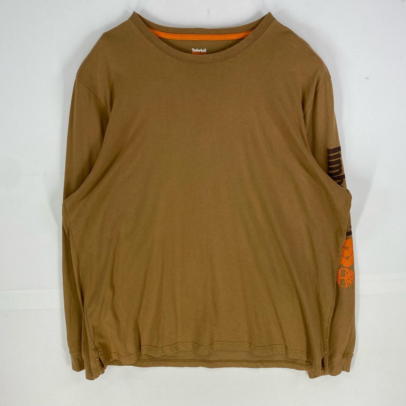 古着 ティンバーランド Timberland 長袖Tシャツ 袖ロゴ クルーネック ロンT ロングスリーブ 2XL  ブラウン系 メンズ