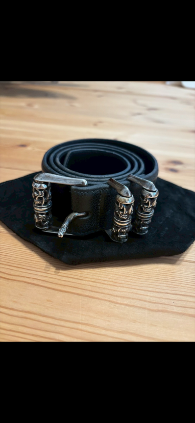 Chrome Hearts 3PC 1.5 Roller Leather Belt "Black/Silver"