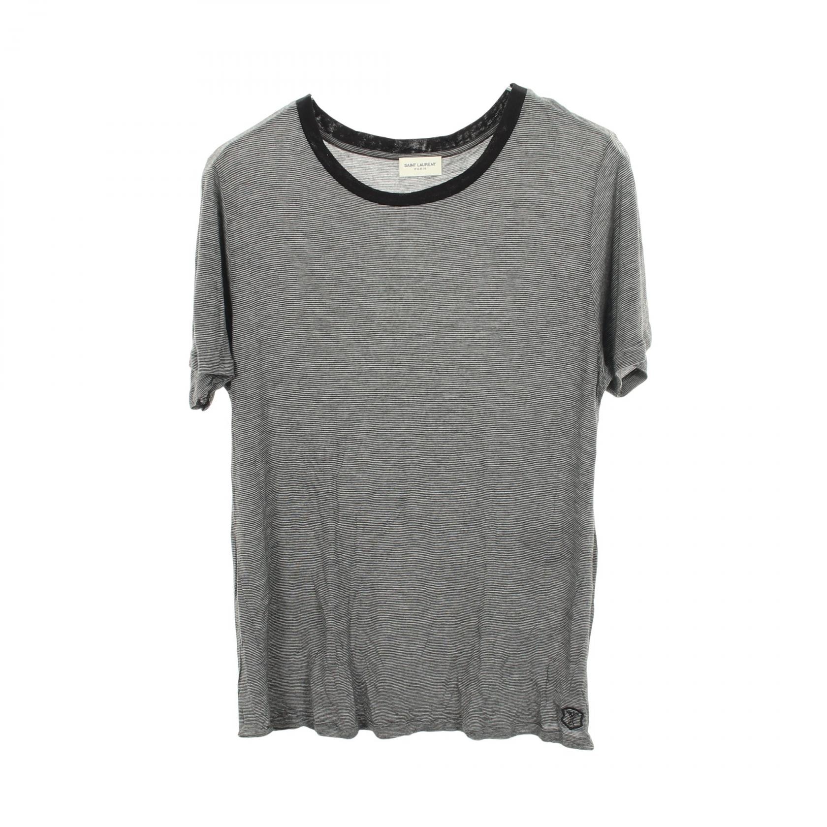 サンローランパリ SAINT LAURENT PARIS ボーダー 半袖Tシャツ 衣料品 トップス レーヨン メンズ ブラック系 / グレー系 466915 【中古】